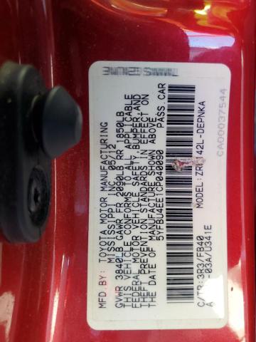 5YFBU4EE1CP040090 - 2012 TOYOTA COROLLA BASE RED photo 12