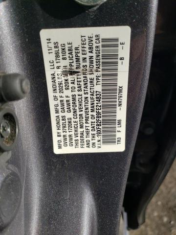 19XFB2F89FE214837 - 2015 HONDA CIVIC EX GRAY photo 12