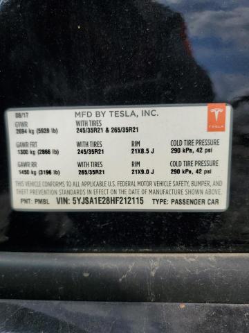 5YJSA1E28HF212115 - 2017 TESLA MODEL S BLACK photo 13