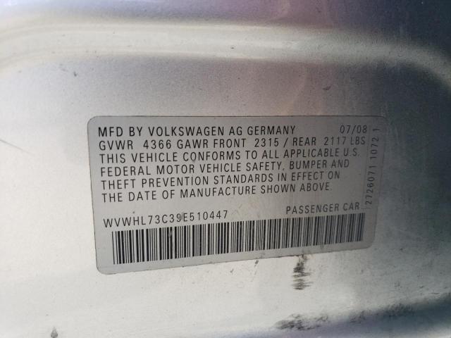 WVWHL73C39E510447 - 2009 VOLKSWAGEN CC LUXURY SILVER photo 12