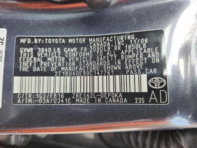 2T1BU40E99C147761 - 2009 TOYOTA COROLLA BASE Boz foto 12