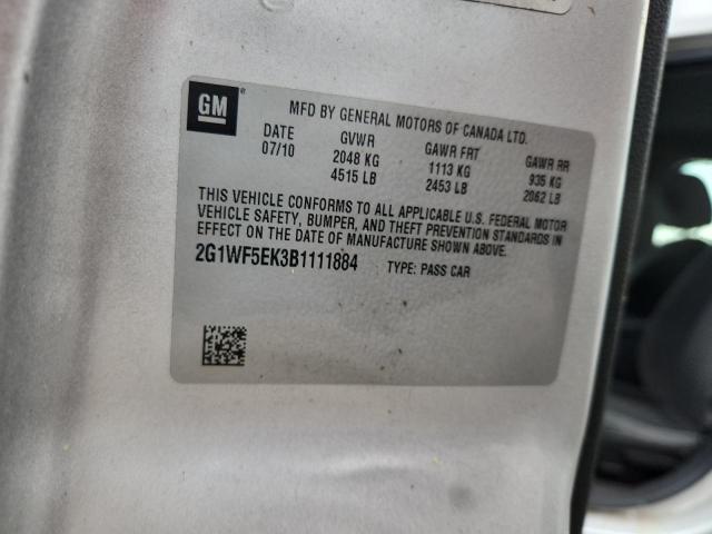 2G1WF5EK3B1111884 - 2011 CHEVROLET IMPALA LS SILVER photo 12