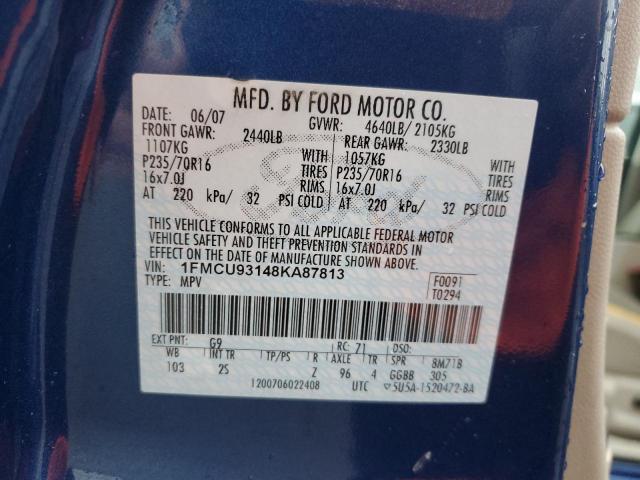 1FMCU93148KA87813 - 2008 FORD ESCAPE XLT BLUE photo 13