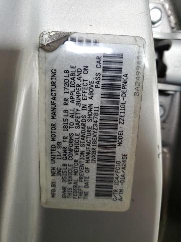 1NXBR18EXYZ347811 - 2000 TOYOTA COROLLA VE Silber Foto 12