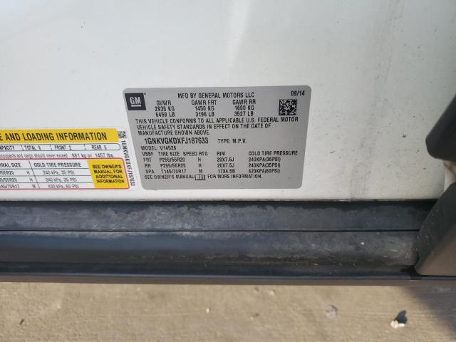 1GNKVGKDXFJ187633 - 2015 CHEVROLET TRAVERSE LT 白色 照片 12