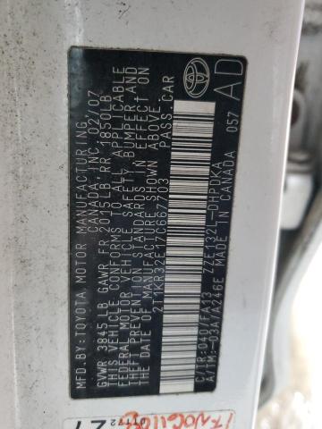 2T1KR32E17C667703 - 2007 TOYOTA COROLLA MA XR WHITE photo 13