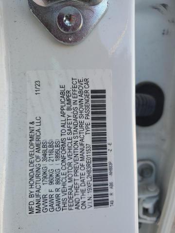 19XFL2H83RE011537 - 2024 HONDA CIVIC SPORT WHITE photo 12