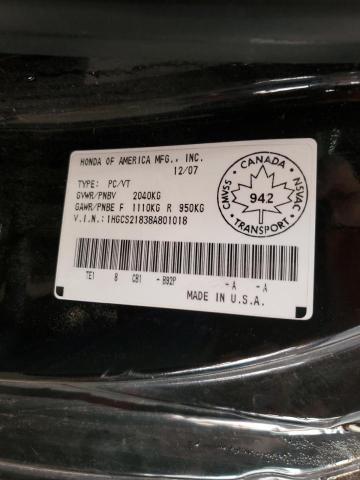 1HGCS21838A801018 - 2008 HONDA ACCORD EXL BLACK photo 13