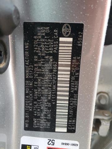 4T1T11AK1PU778662 - 2023 TOYOTA CAMRY SE NIGHT SHADE SILVER photo 12