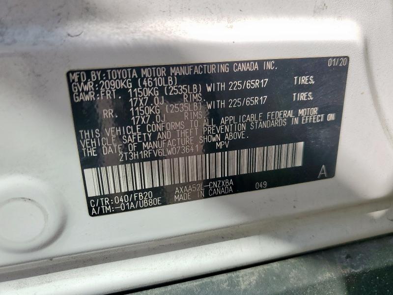 2T3H1RFV6LW073641 - 2020 TOYOTA RAV4 LE 白色 照片 13
