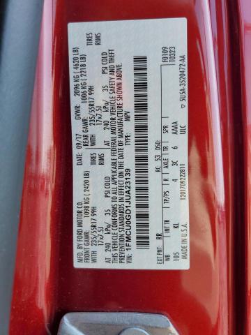 1FMCU0GD1JUA23139 - 2018 FORD ESCAPE SE RED photo 13