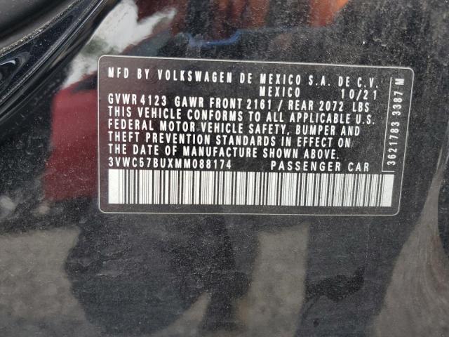 3VWC57BUXMM088174 - 2021 VOLKSWAGEN JETTA S BLACK photo 12