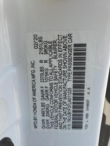 19UUB1F37LA011225 - 2020 ACURA TLX WHITE photo 13