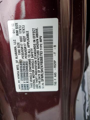 5FNRL5H2XFB088793 - 2015 HONDA ODYSSEY LX MAROON photo 13