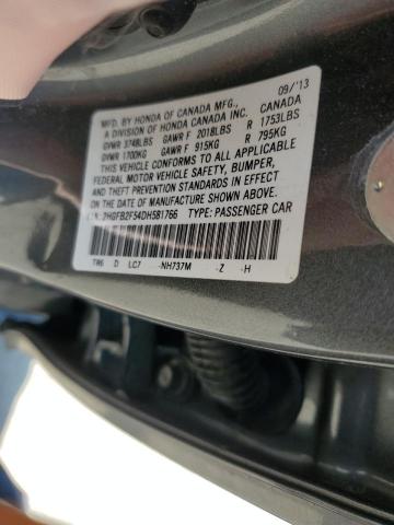 2HGFB2F54DH581766 - 2013 HONDA CIVIC LX GRAY photo 12