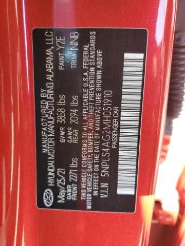 5NPLS4AG2MH051910 - 2021 HYUNDAI ELANTRA SEL RED photo 12