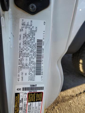 5TFUX4EN8EX027387 - 2014 TOYOTA TACOMA ACCESS CAB თეთრი ფოტო 12