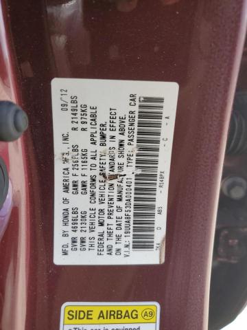 19UUA8F53DA000401 - 2013 ACURA TL TECH BURGUNDY photo 12