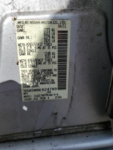 5N1AR1NB0BC624789 - 2011 NISSAN PATHFINDER S SILVER photo 13