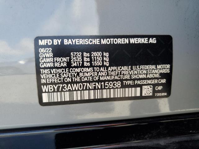 WBY73AW07NFN15938 - 2022 BMW I4 EDRIVE 40 GRAY photo 13