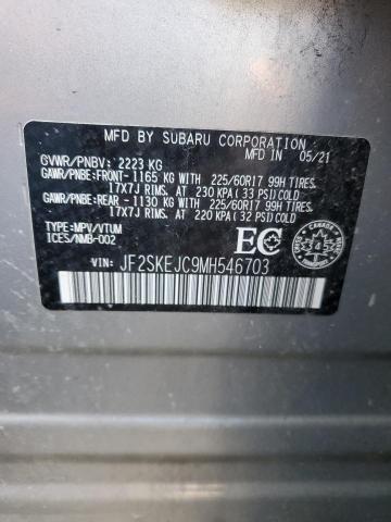 JF2SKEJC9MH546703 - 2021 SUBARU FORESTER TOURING GRAY photo 14