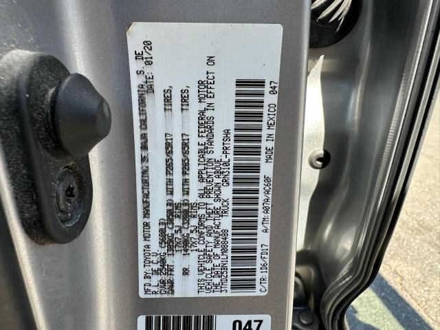 3TMDZ5BN1LM088488 - 2020 TOYOTA TACOMA DOUBLE CAB 银色 照片 10