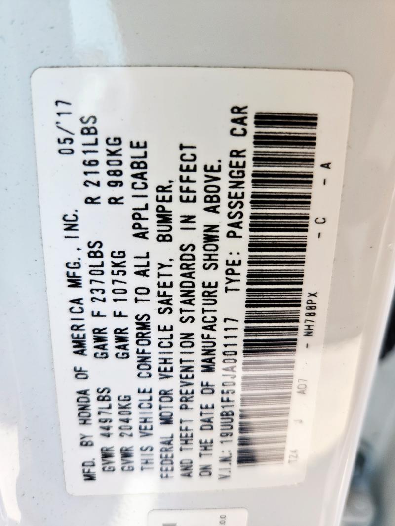 19UUB1F50JA001117 - 2018 ACURA TLX TECH WHITE photo 13