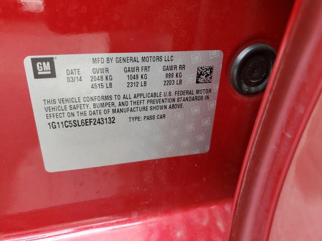 1G11C5SL6EF243132 - 2014 CHEVROLET MALIBU 1LT RED photo 12