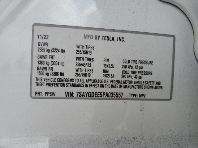 7SAYGDEE5PA035557 - 2023 TESLA MODEL Y Blanco foto 13