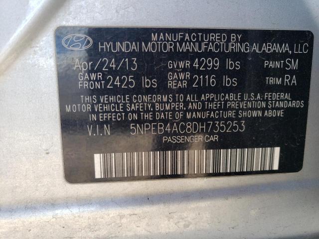 5NPEB4AC8DH735253 - 2013 HYUNDAI SONATA GLS SILVER photo 12