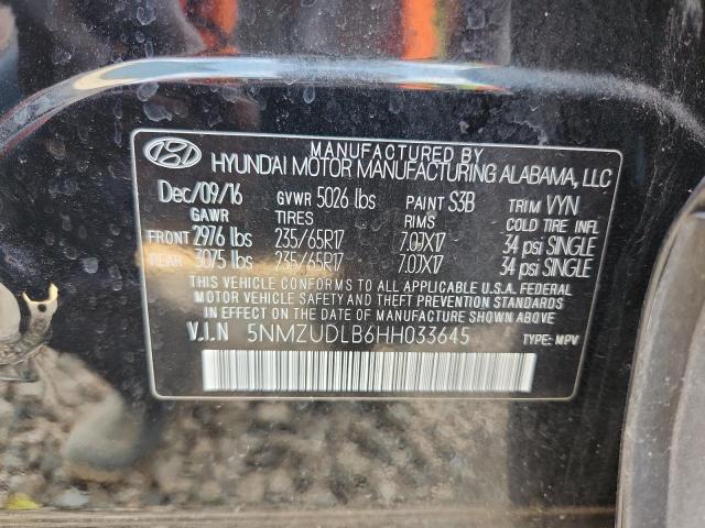 5NMZUDLB6HH033645 - 2017 HYUNDAI SANTA FE SPORT BLACK photo 13