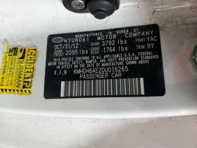 KMHDH6AE2DU016265 - 2013 HYUNDAI ELANTRA CO GS WHITE photo 12