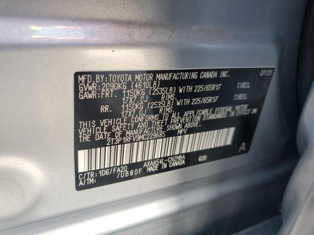 2T3P1RFV9MC229685 - 2021 TOYOTA RAV4 XLE SILVER photo 12