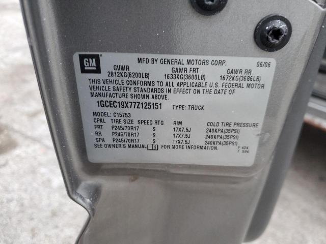 1GCEC19X77Z125151 - 2007 CHEVROLET SILVERADO C1500 CLASSIC Boz foto 12