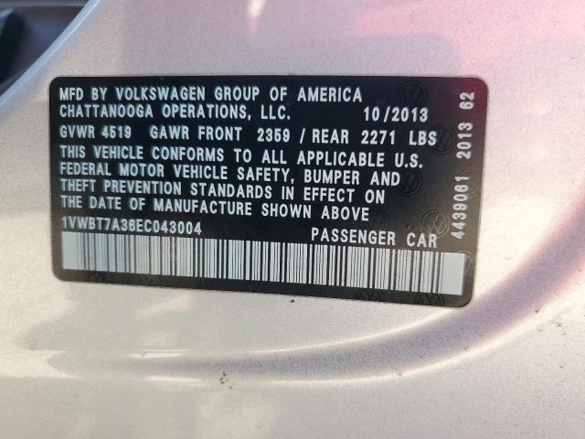 1VWBT7A36EC043004 - 2014 VOLKSWAGEN PASSAT SE 银色 照片 12
