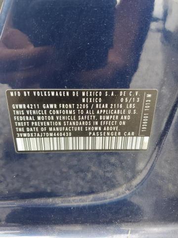 3VWDX7AJ7DM440438 - 2013 VOLKSWAGEN JETTA SE BLUE photo 12