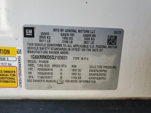 1GKKRRKD5DJ183631 - 2013 GMC ACADIA SLT-1 WHITE photo 13