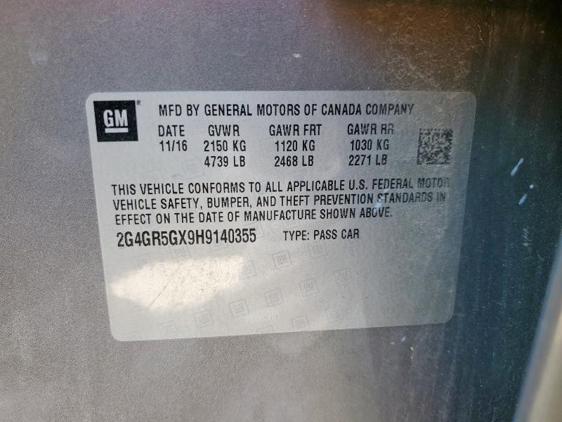 2G4GR5GX9H9140355 - 2017 BUICK REGAL PREMIUM GRAY photo 12