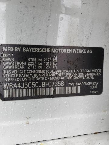 WBA4J5C50JBF07358 - 2018 BMW 440I GRAN COUPE WHITE photo 12