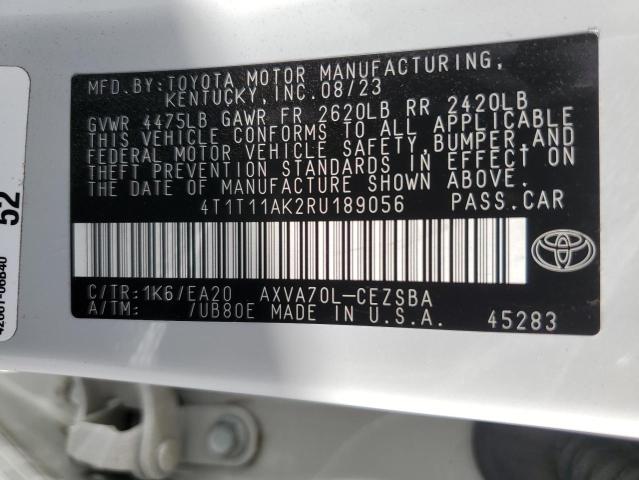 4T1T11AK2RU189056 - 2024 TOYOTA CAMRY SE NIGHT SHADE WHITE photo 12