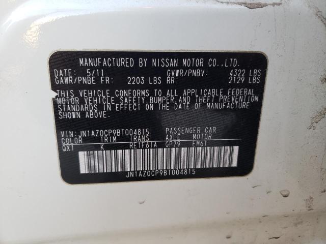 JN1AZ0CP9BT004815 - 2011 NISSAN LEAF SV WHITE photo 12