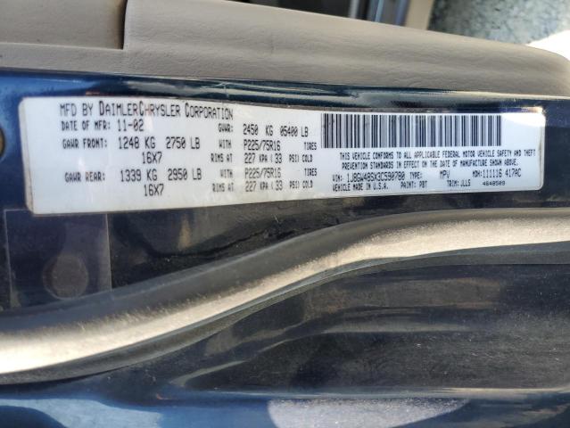 1J8GW48SX3C590780 - 2003 JEEP GRAND CHER LAREDO BLUE photo 13