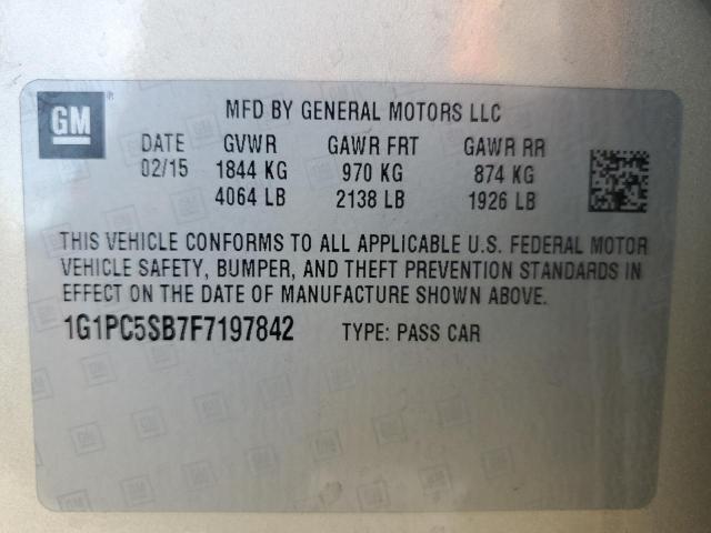 1G1PC5SB7F7197842 - 2015 CHEVROLET CRUZE LT TAN photo 12