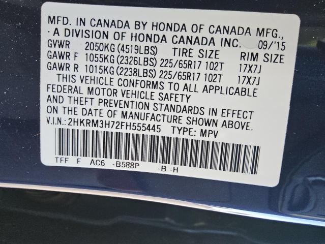 2HKRM3H72FH555445 - 2015 HONDA CR-V EXL BLUE photo 13