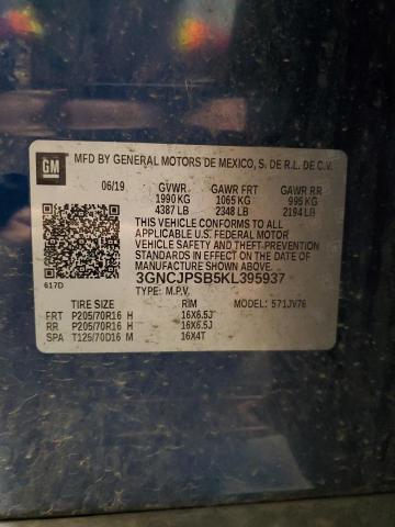 3GNCJPSB5KL395937 - 2019 CHEVROLET TRAX 1LT Bleu photo 13