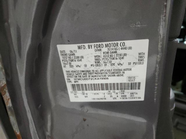 1FMCU0D72CKA19906 - 2012 FORD ESCAPE XLT Boz foto 14