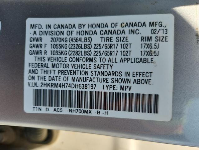 2HKRM4H74DH638197 - 2013 HONDA CR-V EXL SILVER photo 12