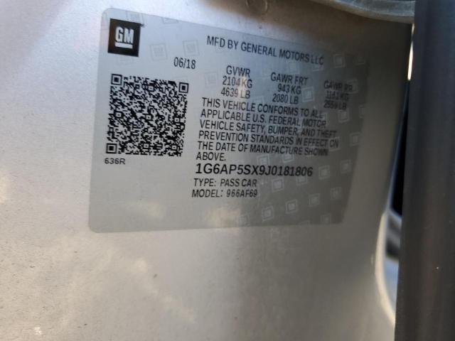 1G6AP5SX9J0181806 - 2018 CADILLAC CTS SILVER photo 12