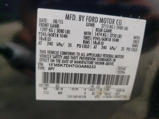 1FM5K7DH7GGA89233 - 2016 FORD EXPLORER XLT Чорний фото 13