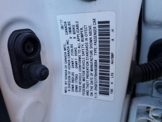2HGFC1F79HH658064 - 2017 HONDA CIVIC EXL Ağ foto 12
